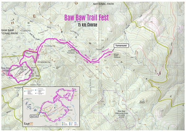 Mt Baw Baw Trail Fest 15 km map