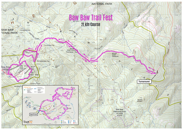 Mt Baw Baw Trail Fest 21 km map