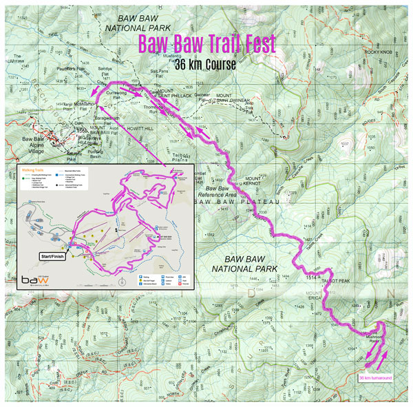 Mt Baw Baw Trail Fest 36 km map