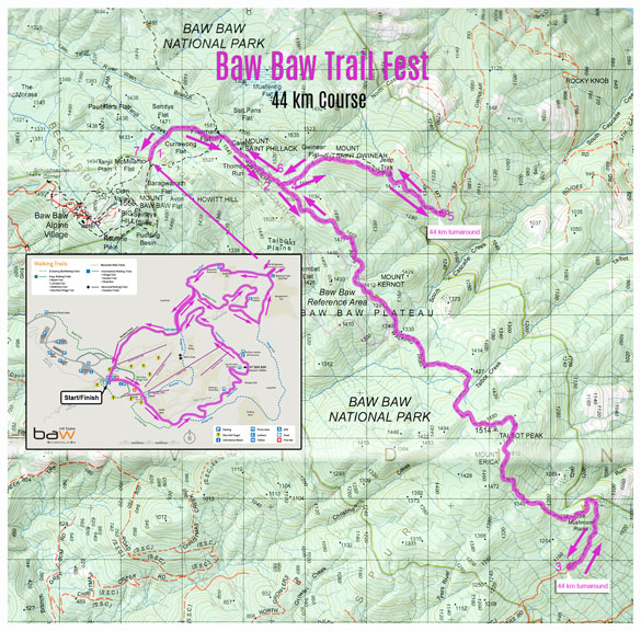Mt Baw Baw Trail Fest 44 km map